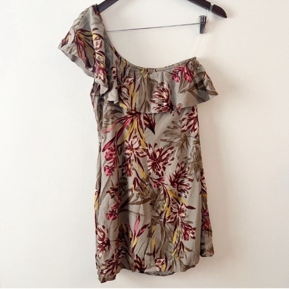 ASTR The Label One Shoulder Tropical Floral Print Ruffle Mini Dress Size XS NEW - Picture 9 of 11